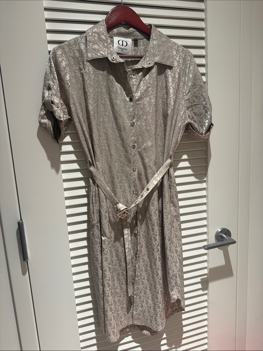CHRISTIAN DIOR | Christian Dior Oblique monogram belted shirt dress